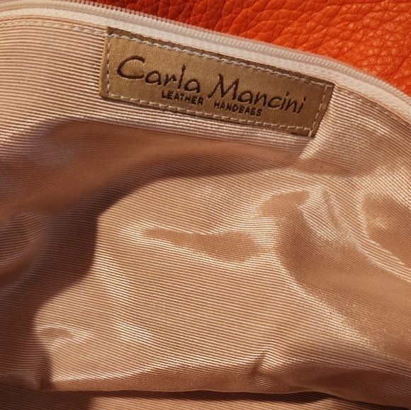 Carla Mancini Orange Leather Snap Closure Shoulder Bag - Picture 7 of 7